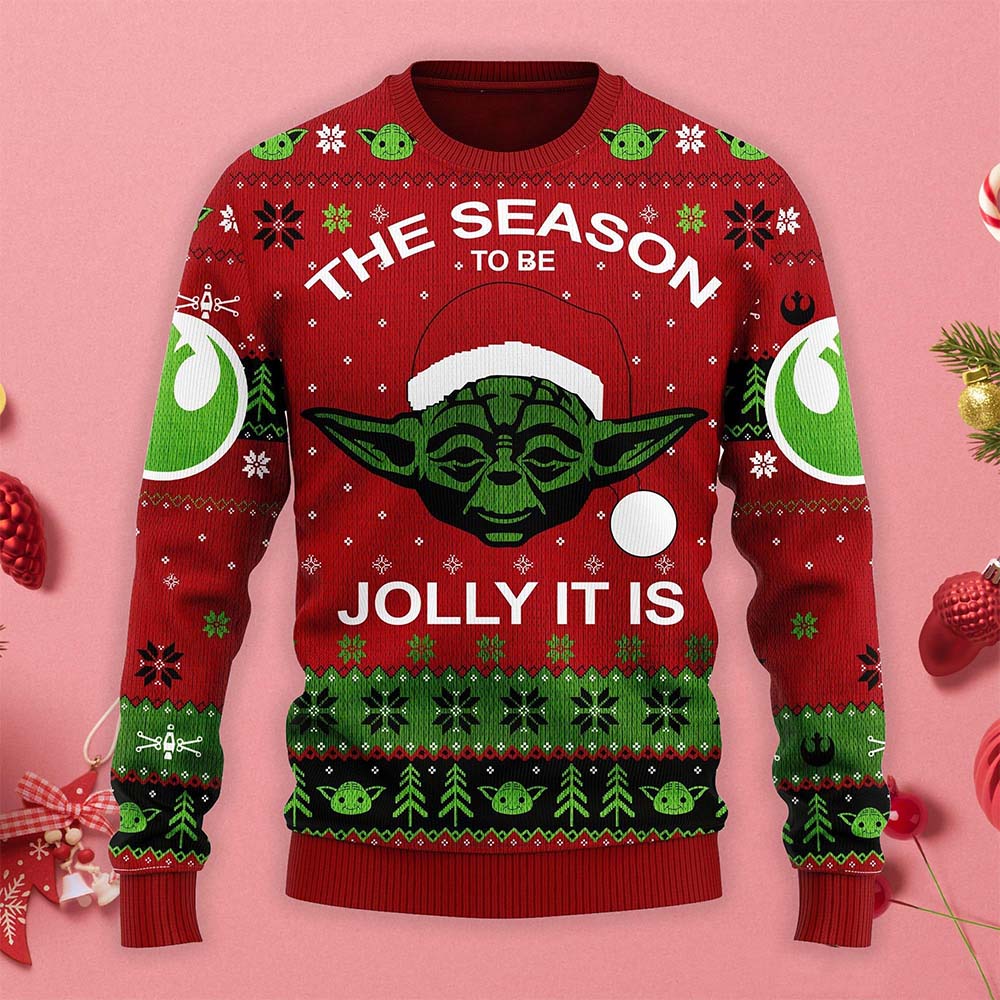 Yoda The Season To Be Jolly It Is Christmas Sweater Yoda The Season To Be Jolly It Is Christmas Sweater