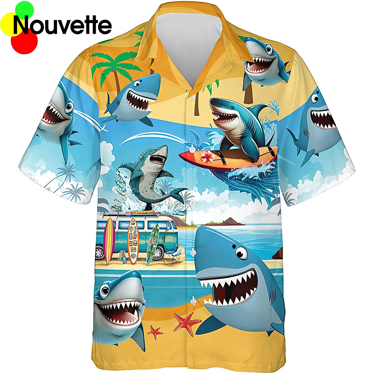 Shark Surf Board Hawaiian Shirt Shark Surf Board Hawaiian Shirt