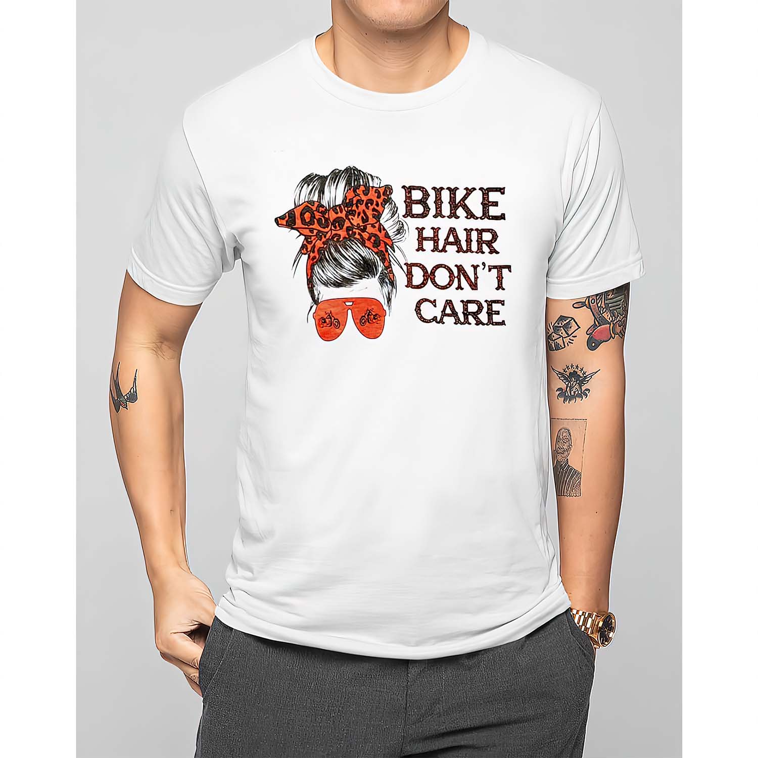 Messy Bun Bike Hair Don’T Care Shirt