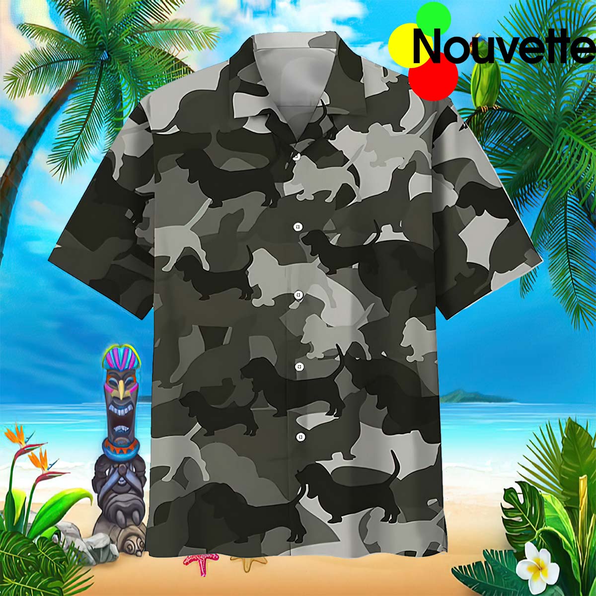 Dog Camo Hawaiian Shirt