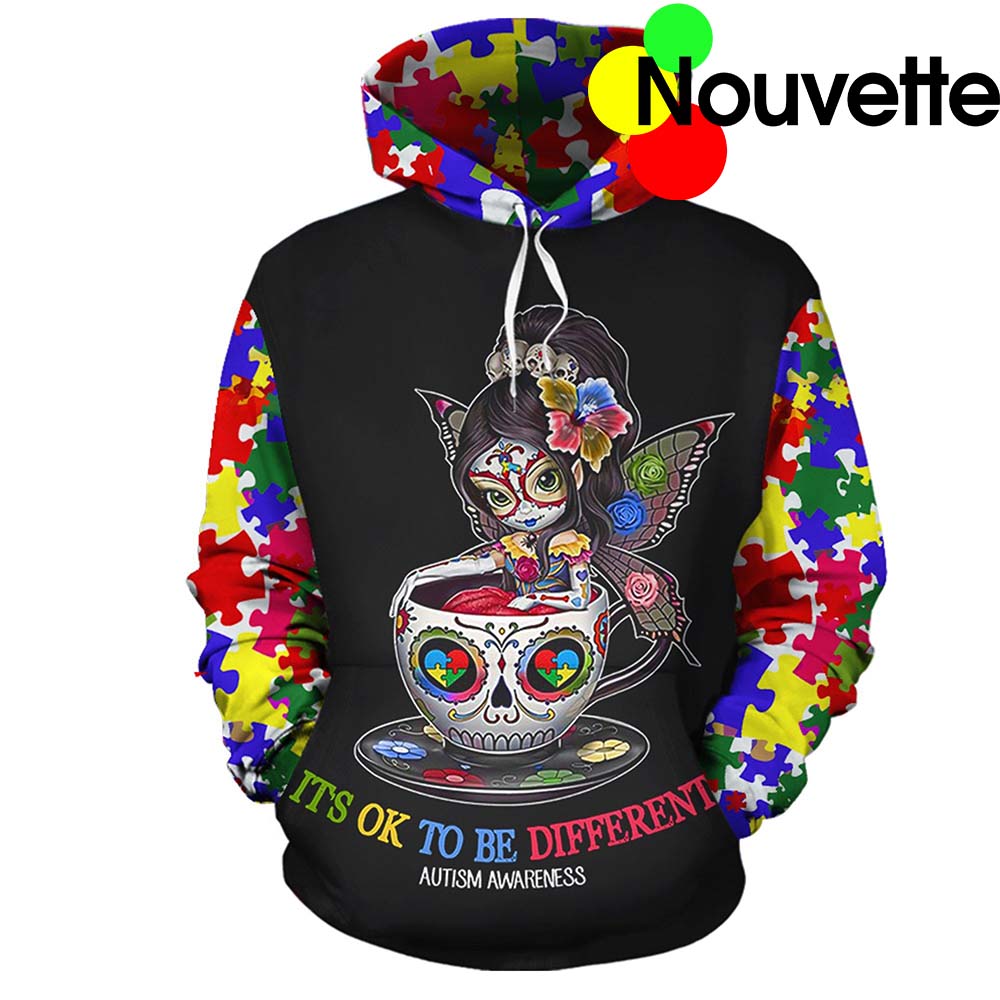 Skull Fairy It’S Ok To Be Different 3D Hoodie Skull Fairy It’S Ok To Be Different 3D Hoodie