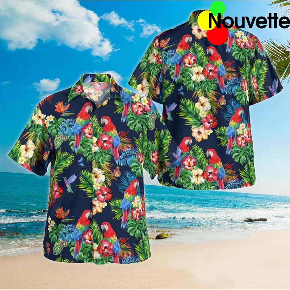 Parrot Tropical Aloha Happy Summer Hawaiian Shirt Parrot Tropical Aloha Happy Summer Hawaiian Shirt