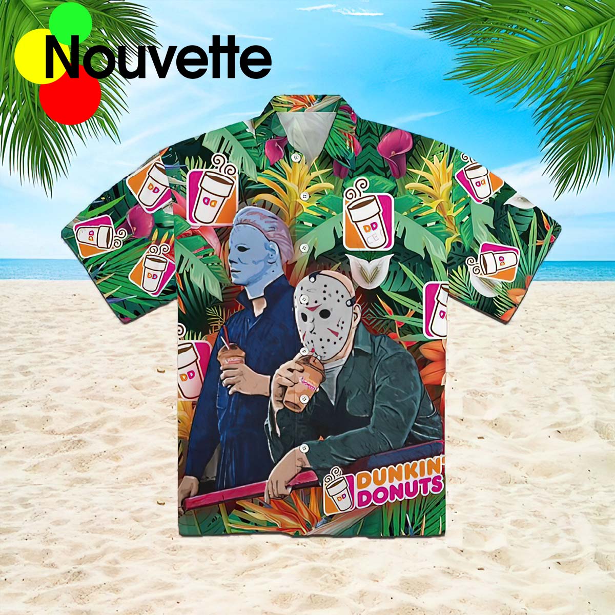 Michael Myers And Jason Voorhees Dunkin Donuts Hawaiian Shirt Michael Myers And Jason Voorhees Dunkin Donuts Hawaiian Shirt