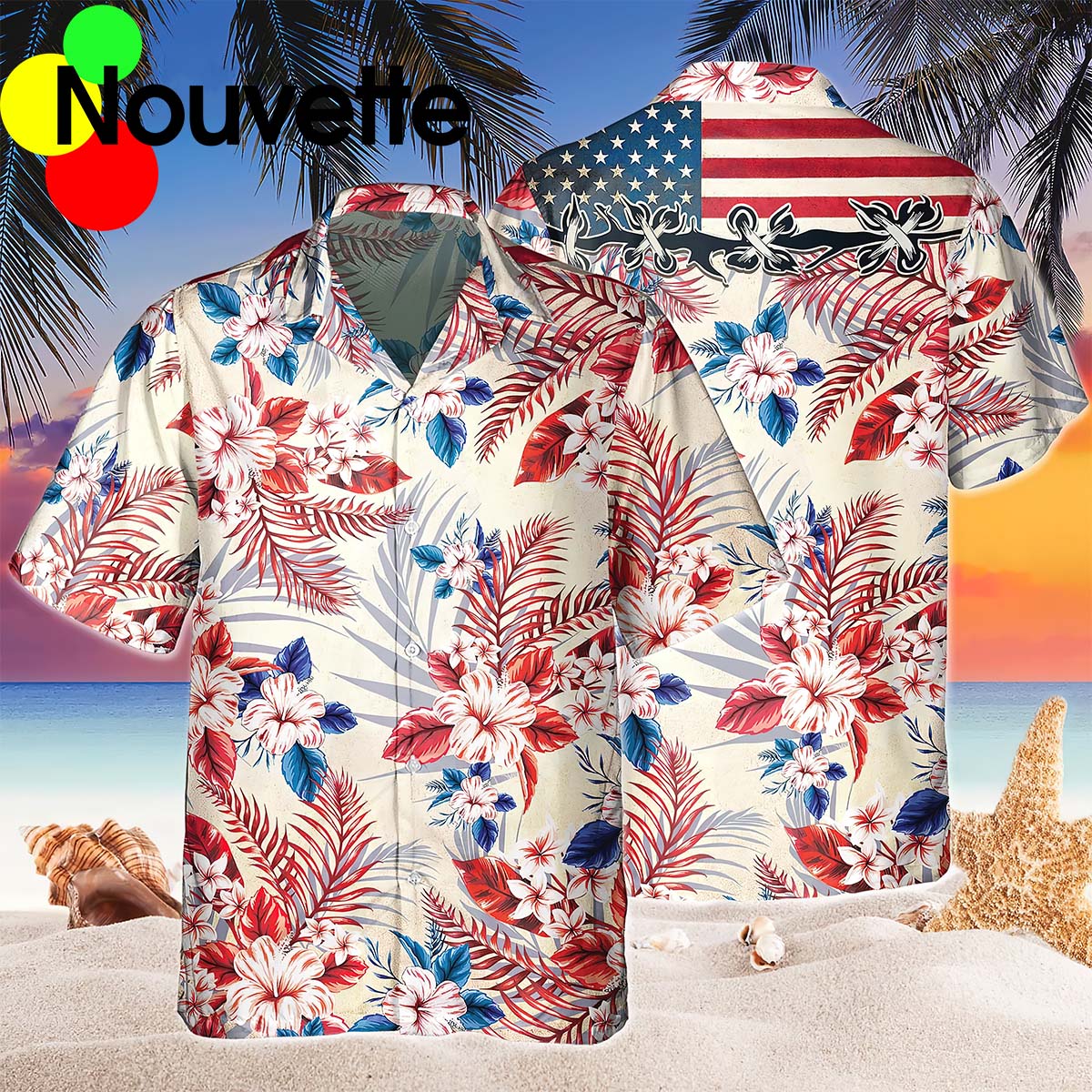 American Flag Summer Patriotic Hawaiian Shirt American Flag Summer Patriotic Hawaiian Shirt