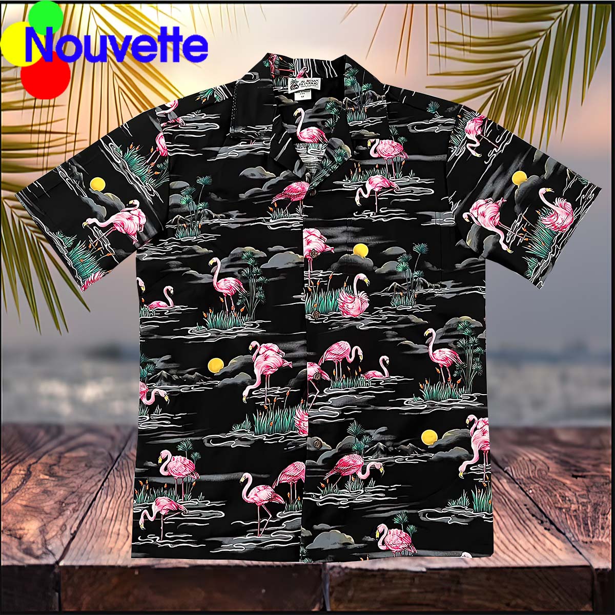 Flamingo Black Hawaiian Shirt Flamingo Black Hawaiian Shirt