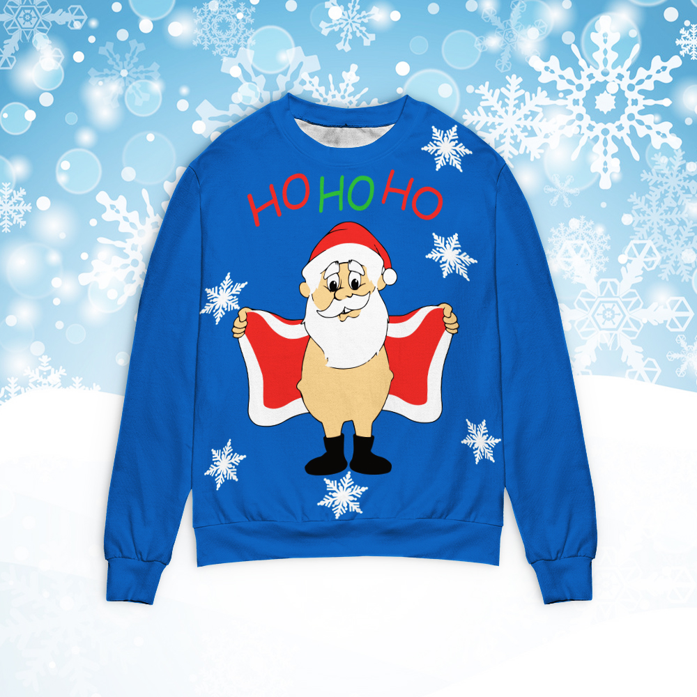 Santa Flashing Ho Ho Ho Christmas Sweater