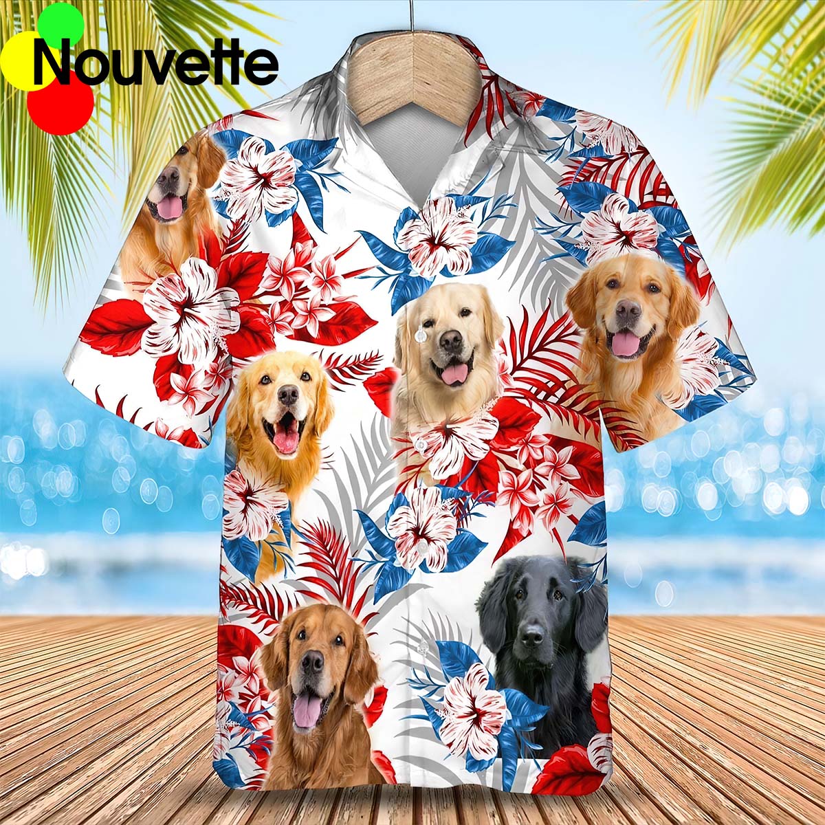 Golden Retriever Tropical Flower Hawaiian Shirt