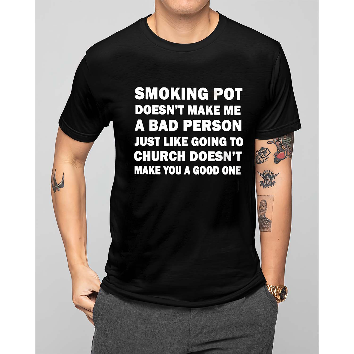 Smoking Pit Doesn’T Make Me A Bad Person Just Like Going To Church Shirt Smoking Pit Doesn’T Make Me A Bad Person Just Like Going To Church Shirt