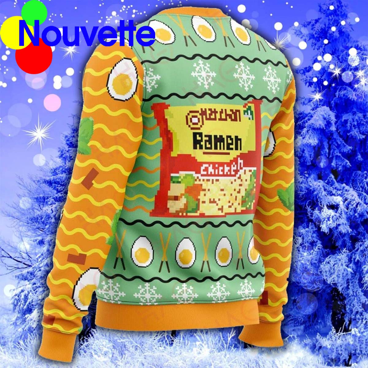 Ramen Xmas Knitting Pattern Christmas 3D Sweater Ramen Xmas Knitting Pattern Christmas 3D Sweater