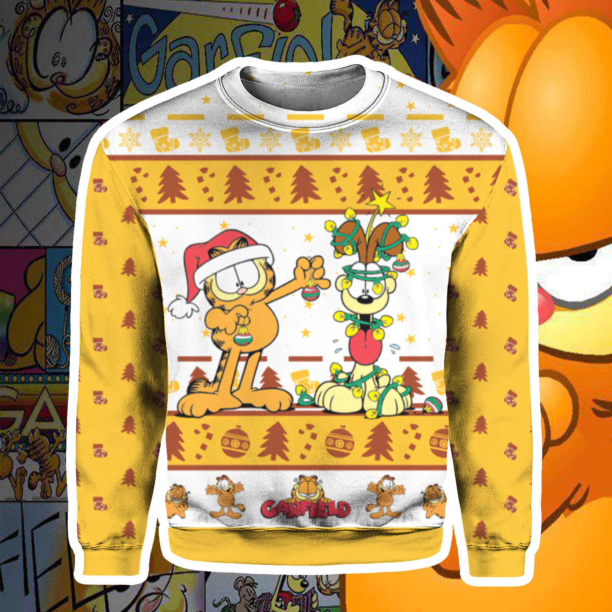 Garfield Cat Ugly Christmas Sweater Garfield Cat Ugly Christmas Sweater