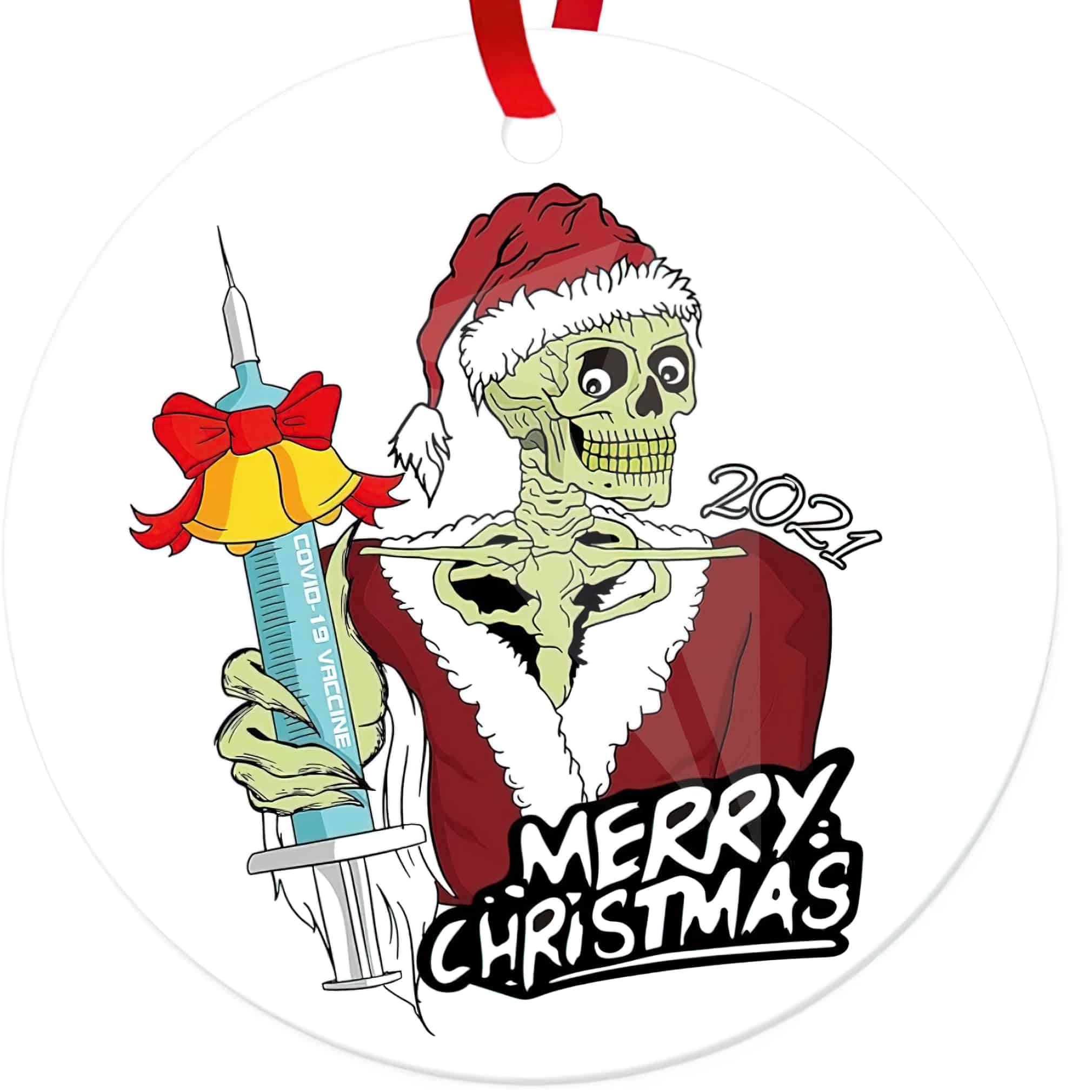 Skull Got Vaccine 2021 Christmas Ornament