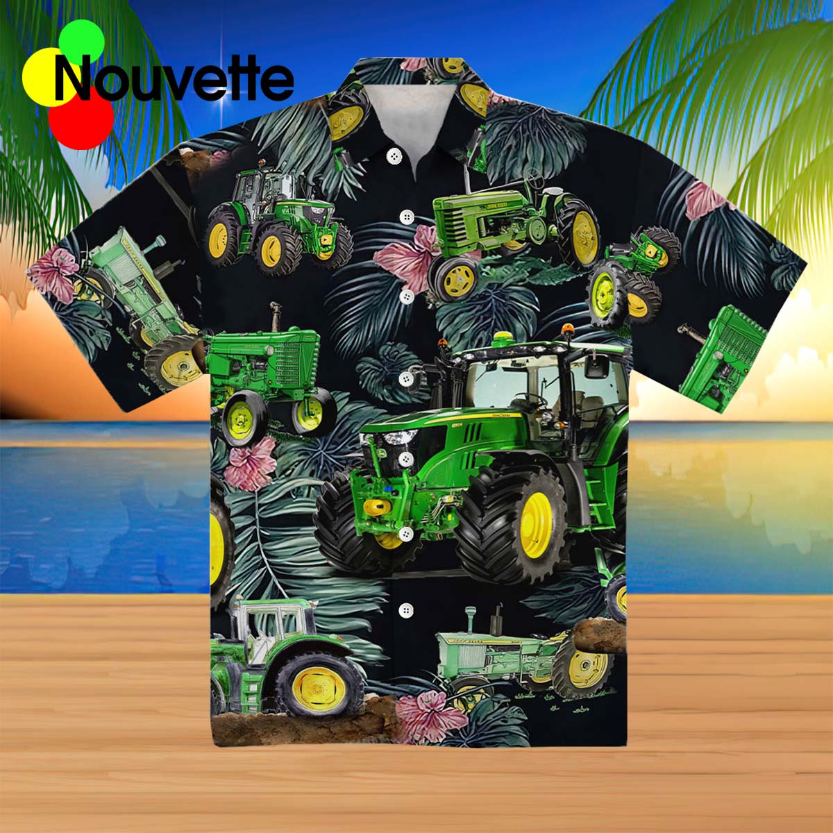 Green Tractor Leaf Tropical Hawaiian Shirt Green Tractor Leaf Tropical Hawaiian Shirt
