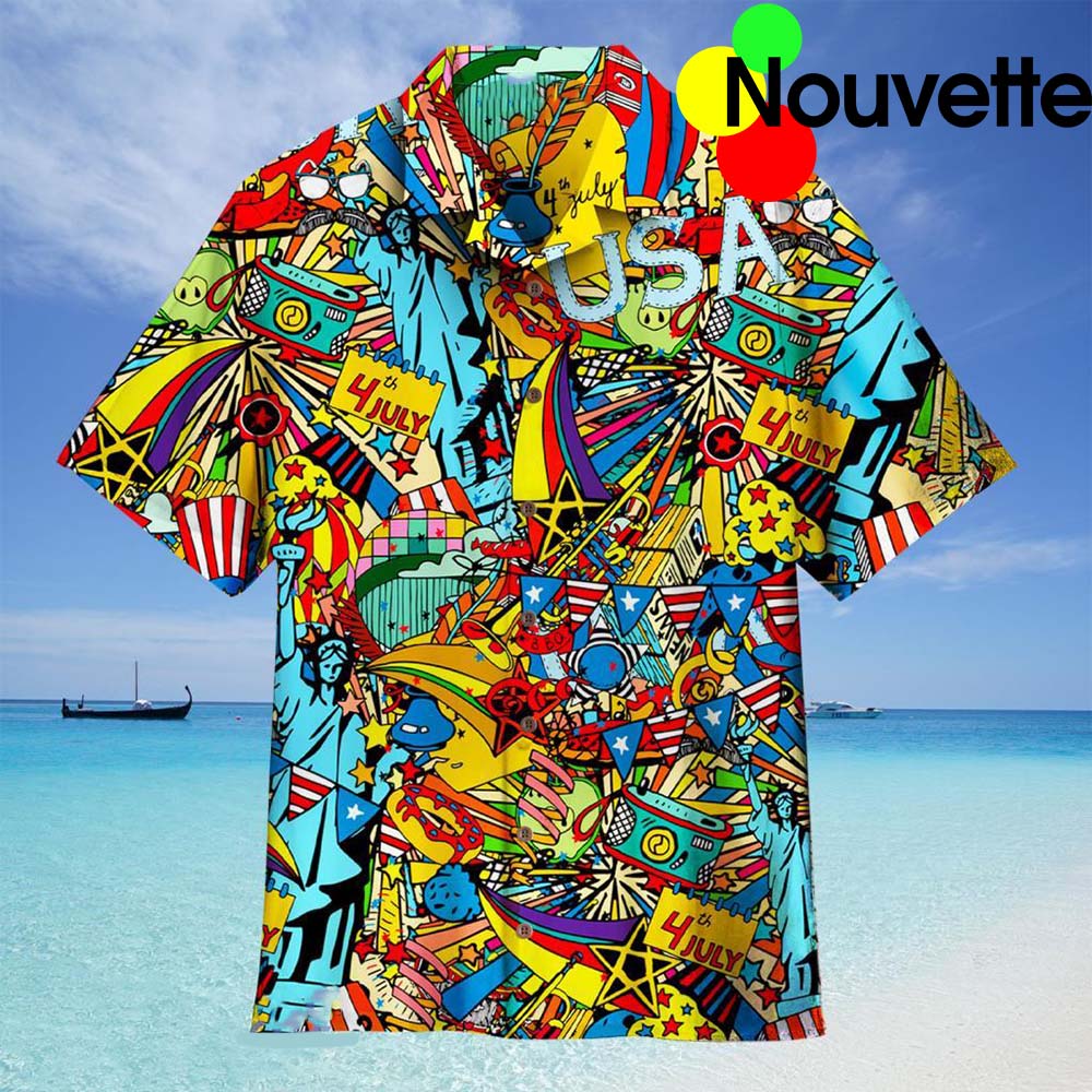 The 4Th Of July Independence Doodles Aloha Hawaiian Shirt The 4Th Of July Independence Doodles Aloha Hawaiian Shirt