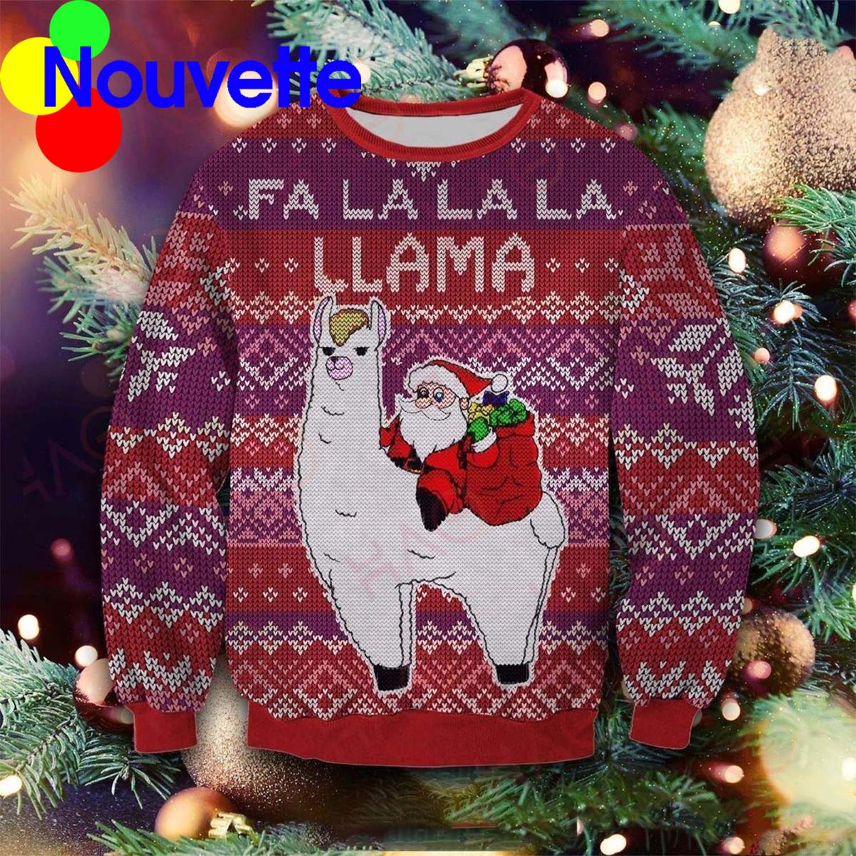 Santa Riding Llama Christmas Sweater Santa Riding Llama Christmas Sweater