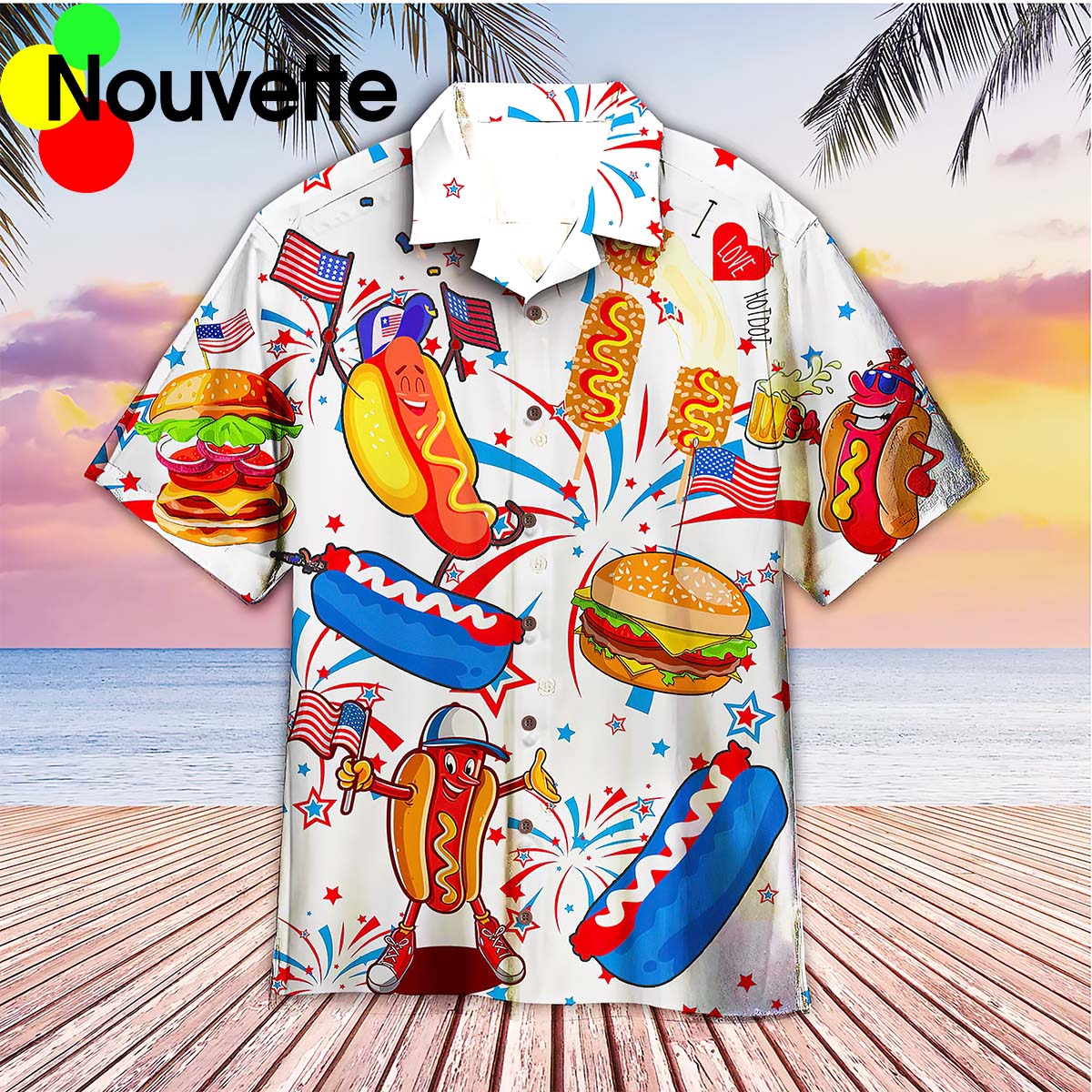 Hot Dog 4Th Of July Hawaiian Shirt