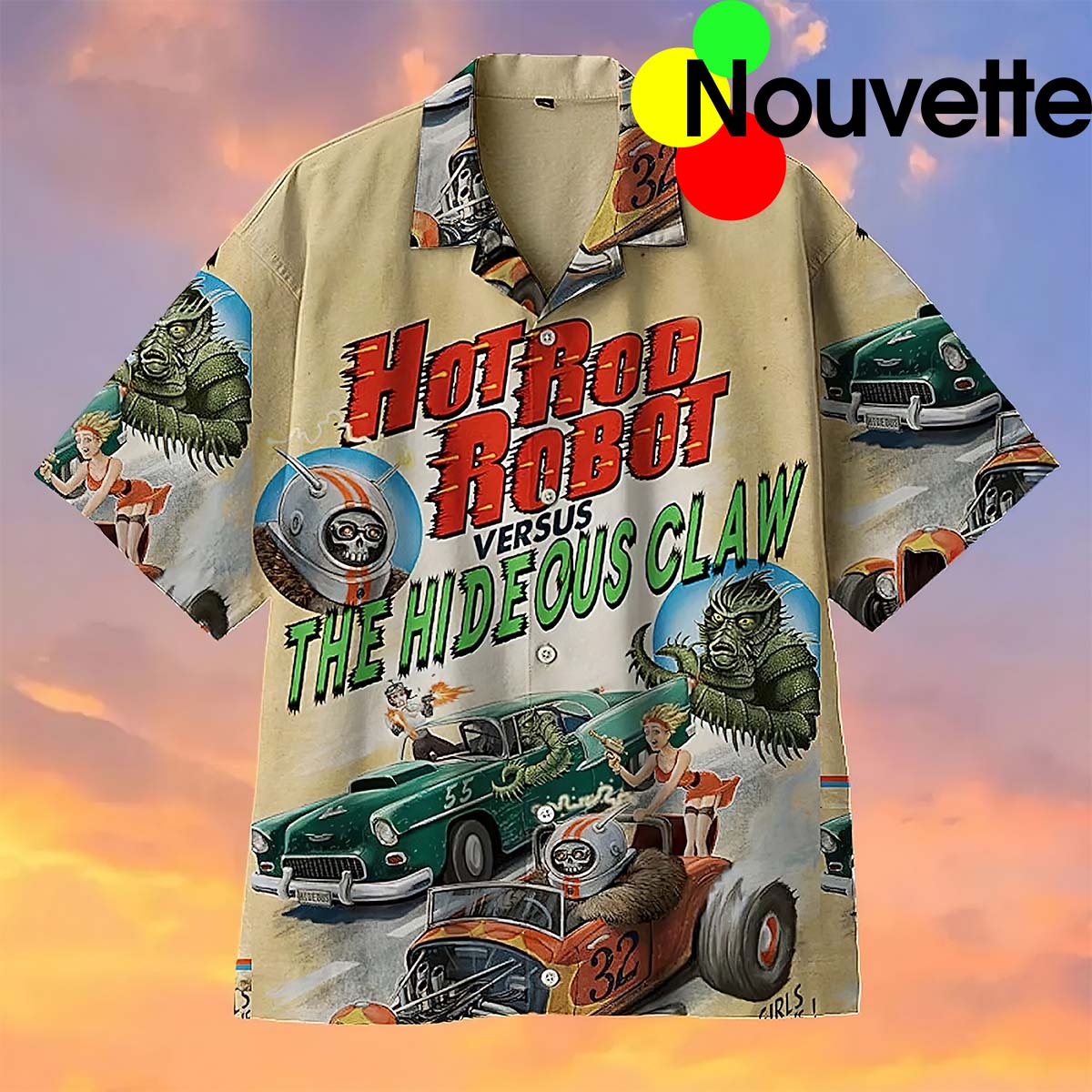 Hot Rod Robot Vs The Hideous Claw Hawaiian Shirt Hot Rod Robot Vs The Hideous Claw Hawaiian Shirt