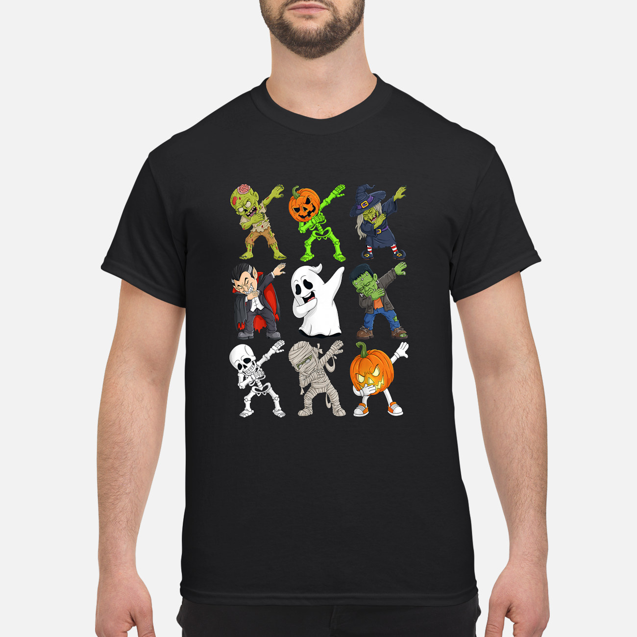 Dabbing Halloween Skeleton Zombie Scary Pumpkin Vampire Shirt