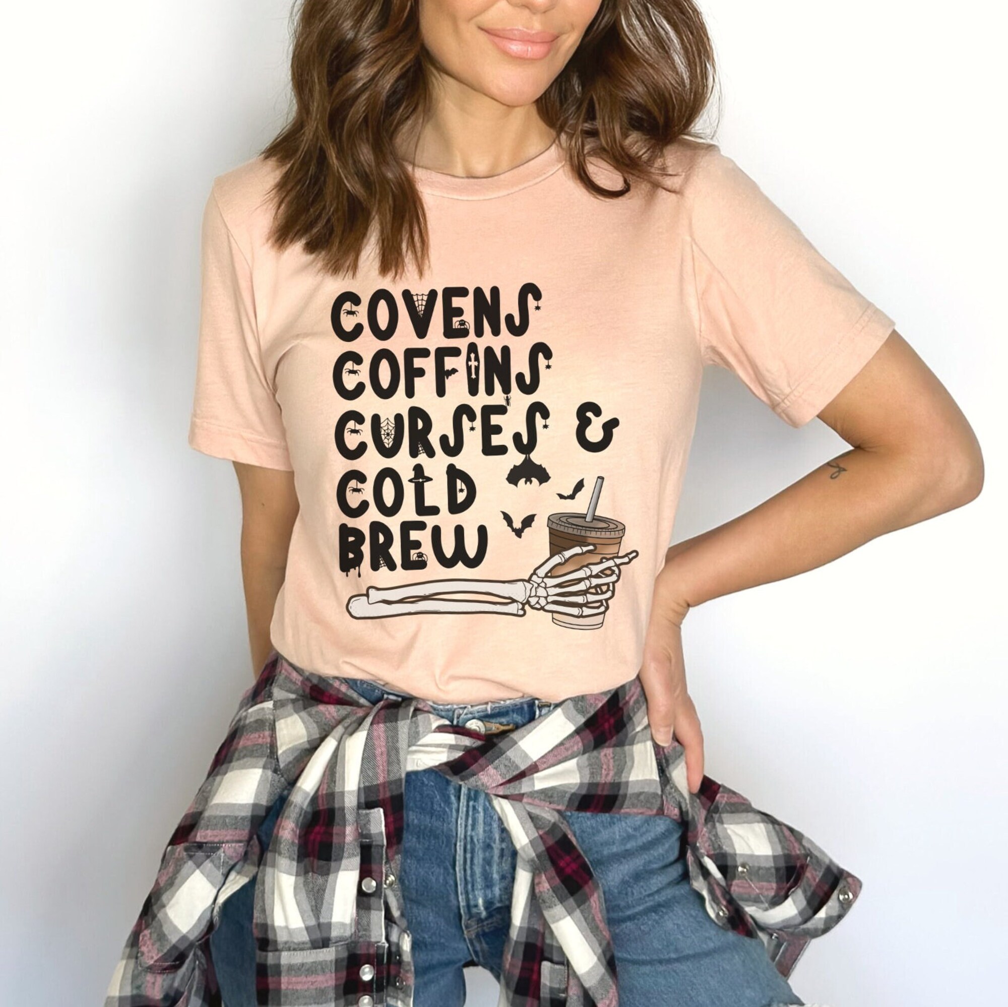 Covens Coffins Curses And Cold Brew Vintage Halloween Shirt Covens Coffins Curses And Cold Brew Vintage Halloween Shirt