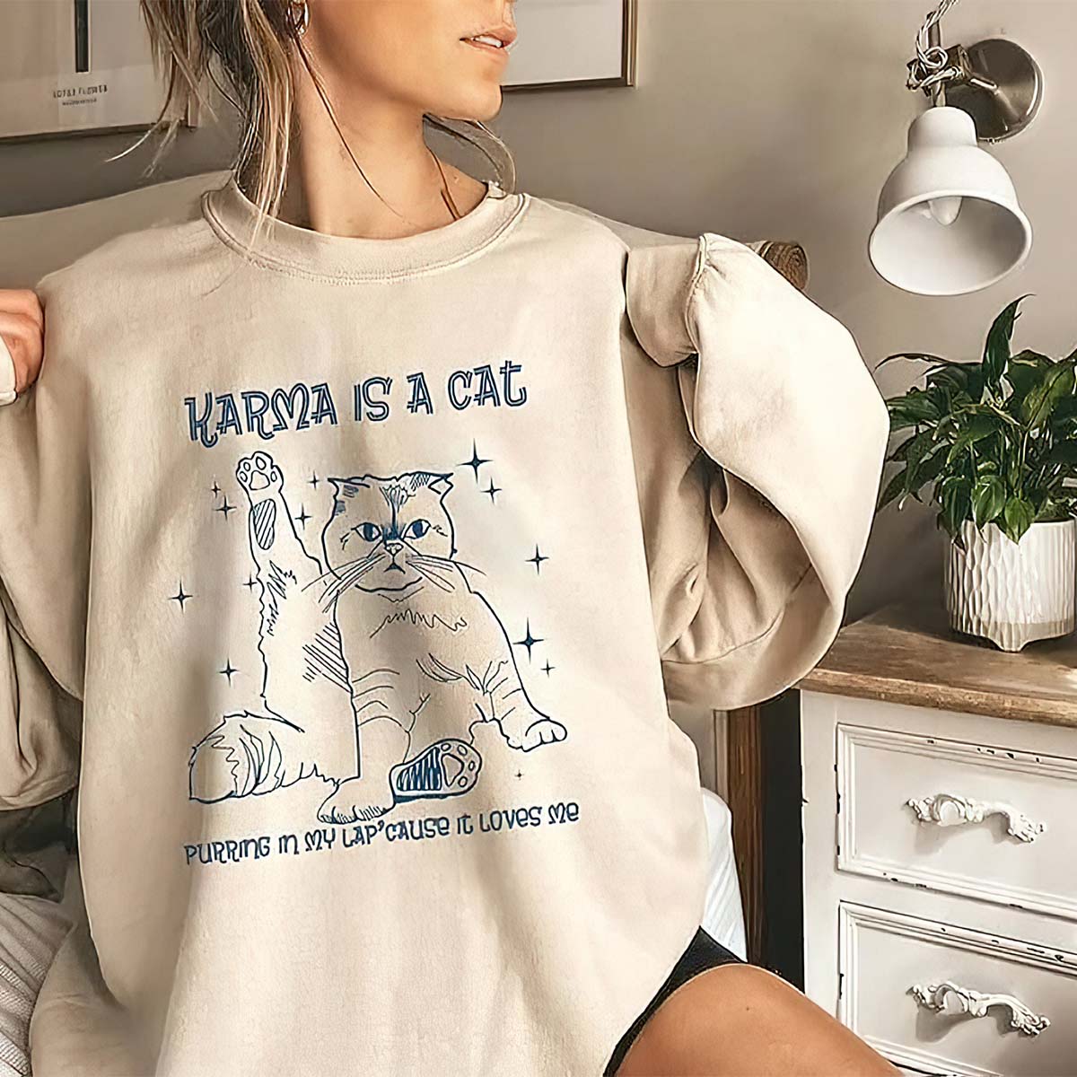 Karma Is A Cat Sweatshirt Karma Is A Cat Sweatshirt