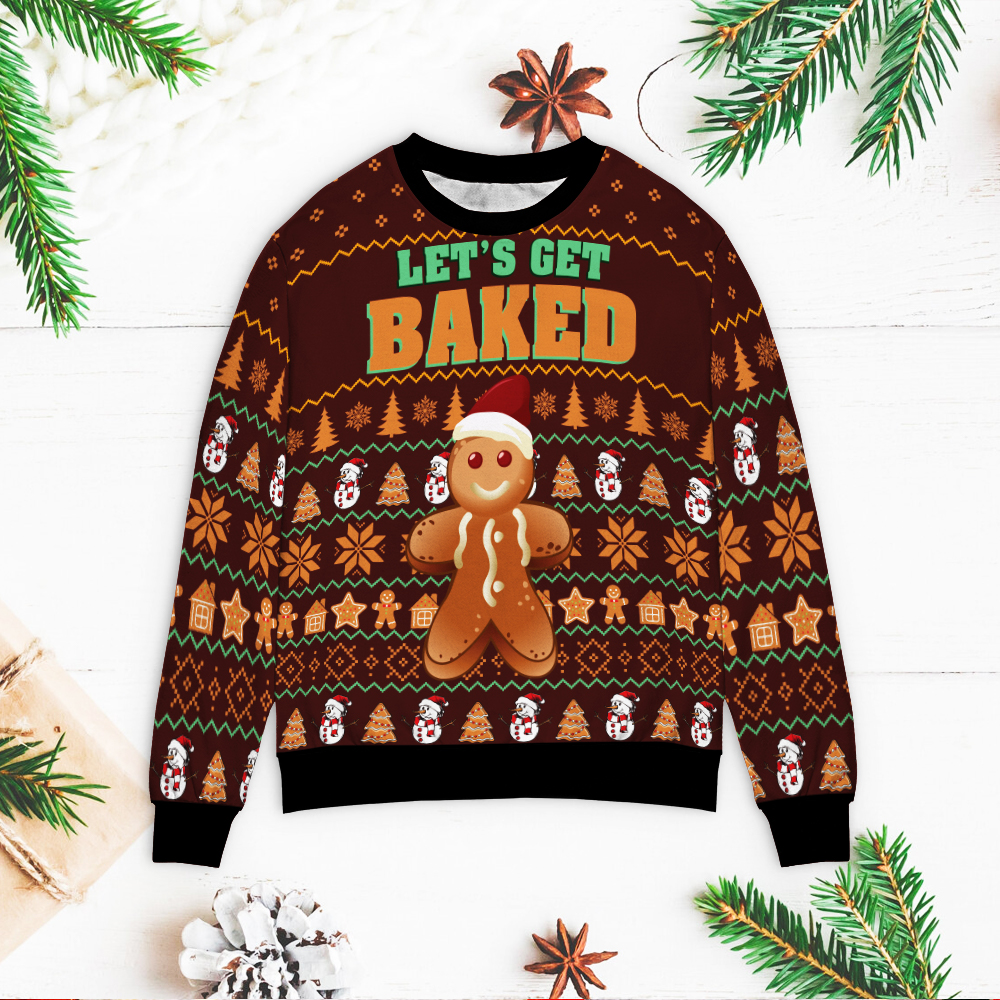 Gingerbread Let’S Get Baked Christmas Sweater Gingerbread Let’S Get Baked Christmas Sweater