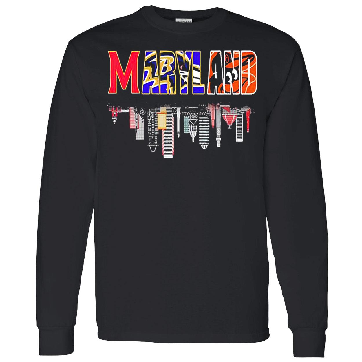 Maryland Orioles Ravens Commanders Skyline Shirt Maryland Orioles Ravens Commanders Skyline Shirt