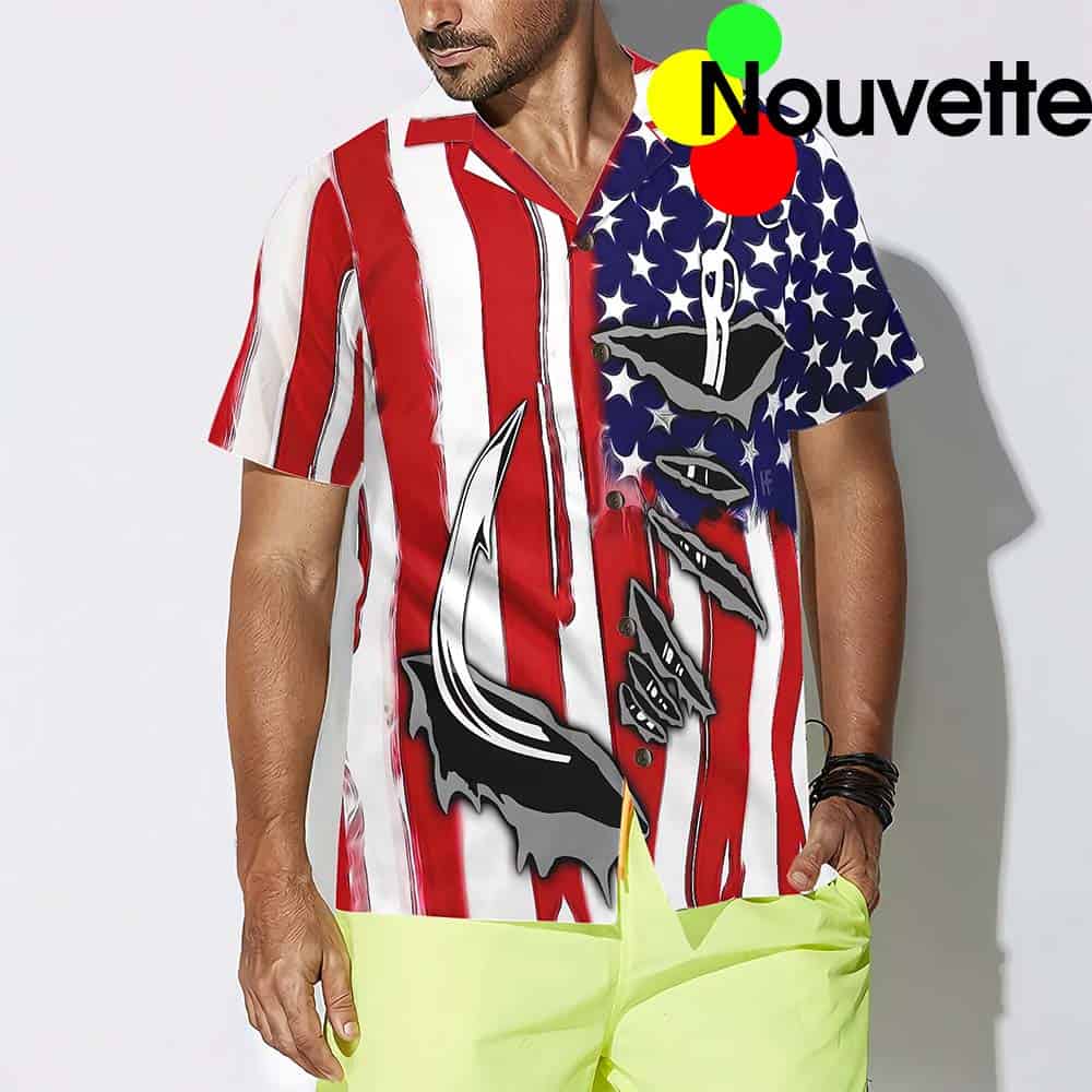 Fish Hook American Flag Hawaiian Shirt Fish Hook American Flag Hawaiian Shirt