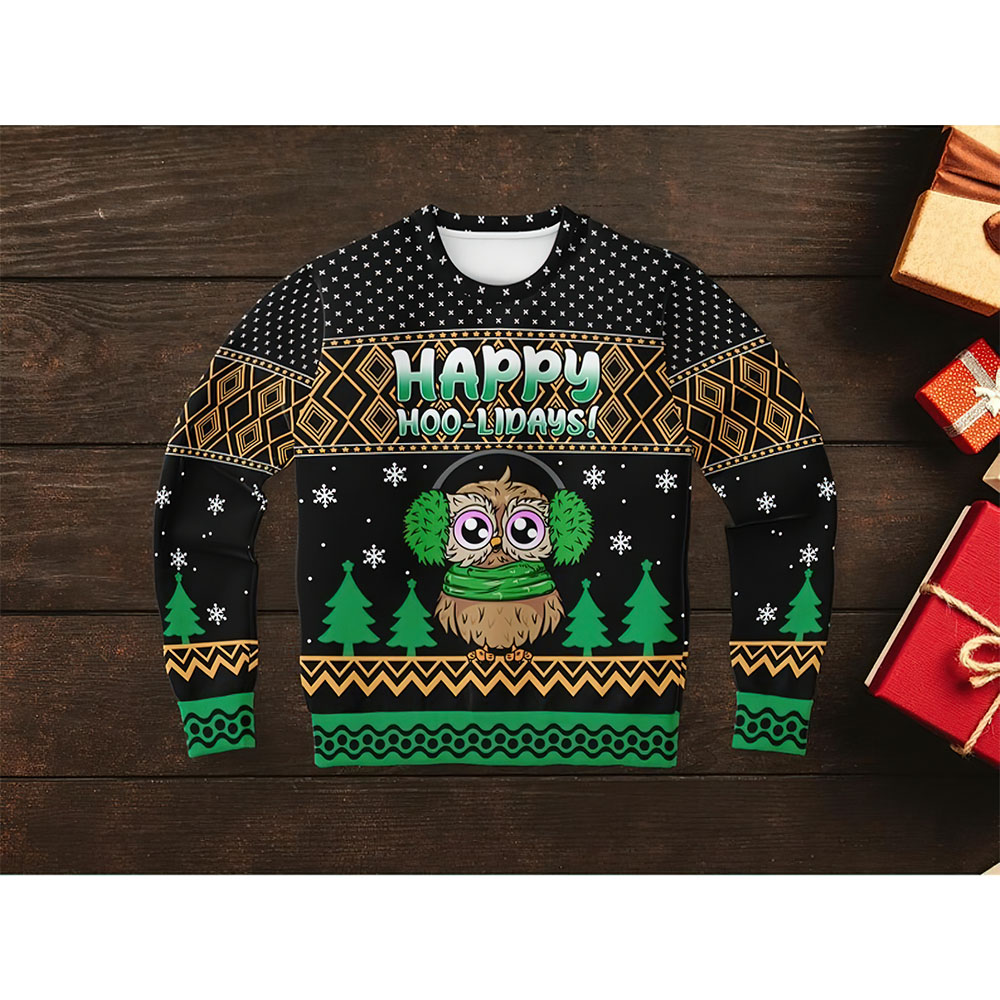 Owl Happy Holidays Ugly Christmas Sweater Owl Happy Holidays Ugly Christmas Sweater