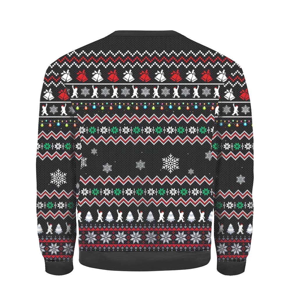 Believe In Bigfoot Squat Ching Through The Snow Sweater Believe In Bigfoot Squat Ching Through The Snow Sweater