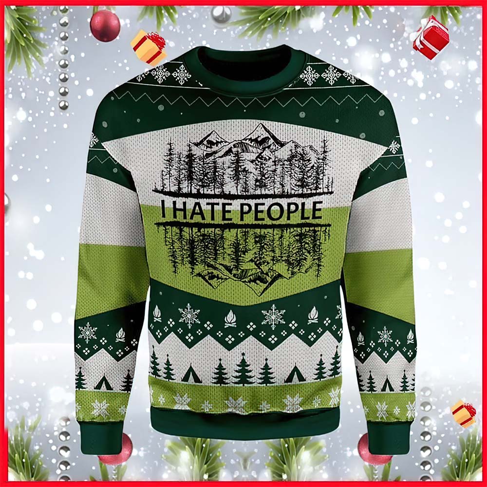Green Forest I Hate People Christmas Sweater Green Forest I Hate People Christmas Sweater