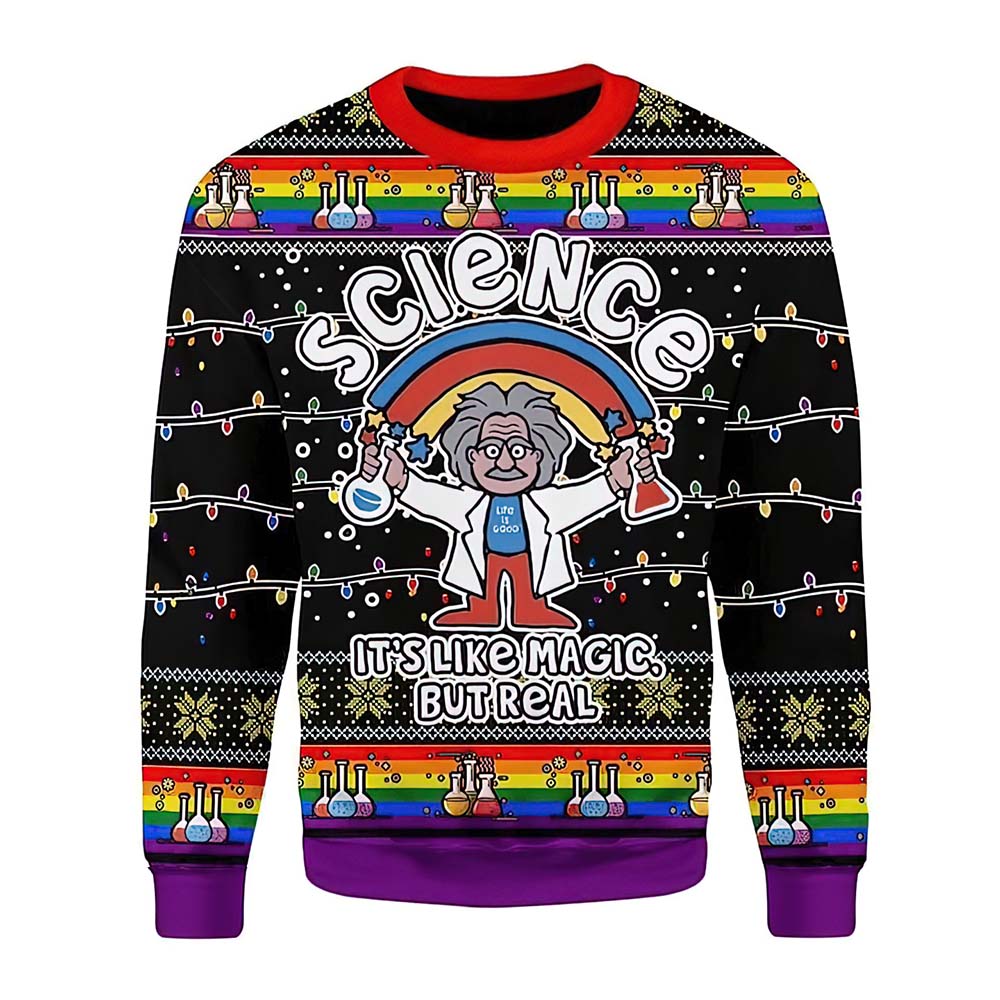 Lgbt Science It’S Like Magic But Real Christmas Sweater Lgbt Science It’S Like Magic But Real Christmas Sweater