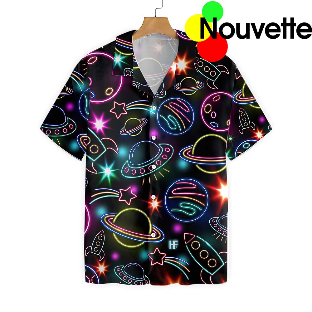 Glowing Space With Rainbow Star Hawaiian Shirt Glowing Space With Rainbow Star Hawaiian Shirt