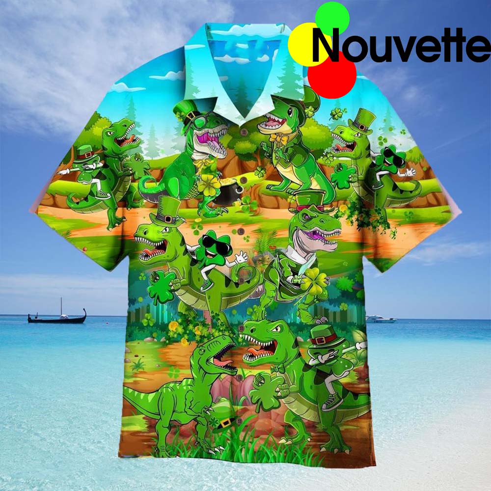 T-Rex Happy Patrick’S Day Aloha Hawaiian Shirt T-Rex Happy Patrick’S Day Aloha Hawaiian Shirt