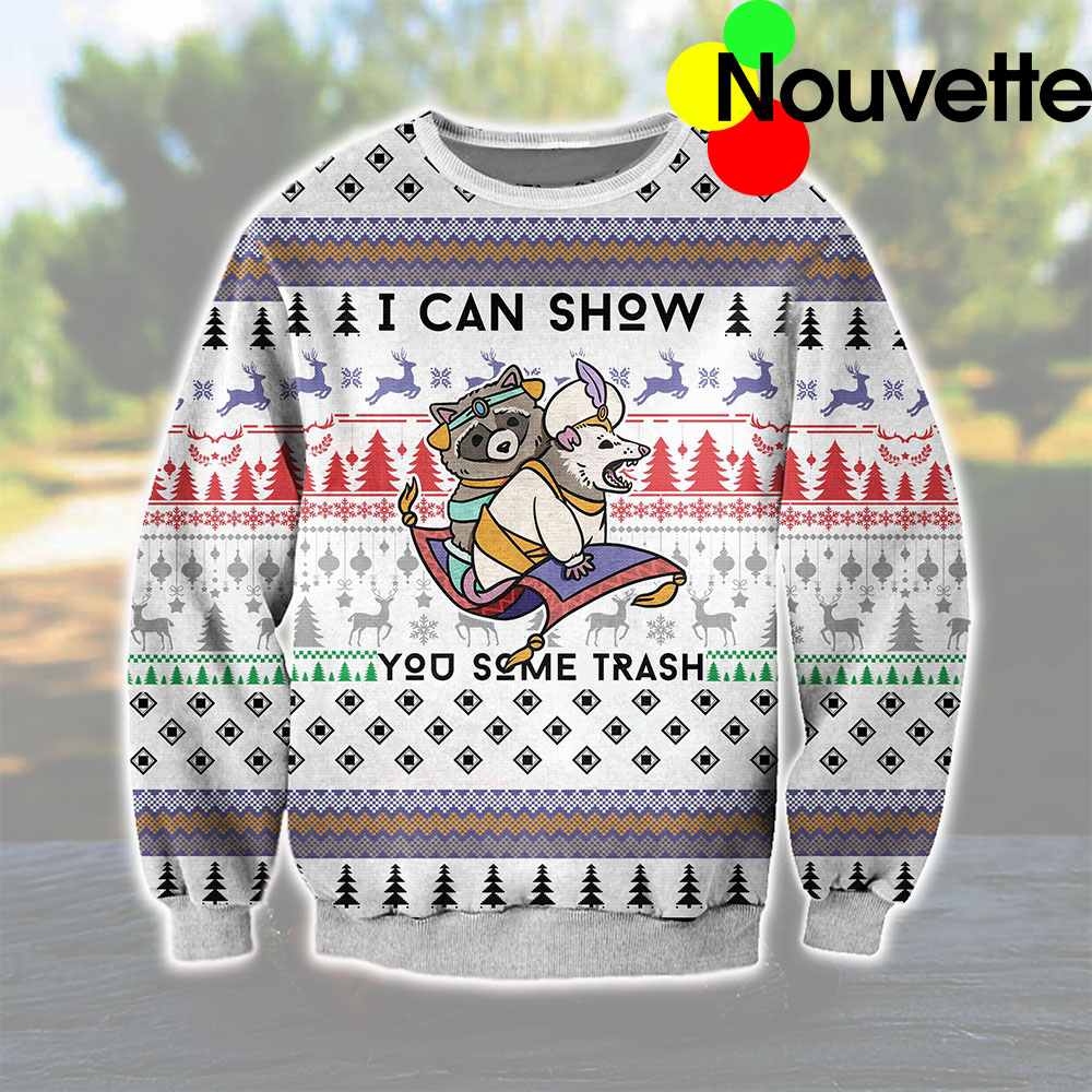 Raccoon I Can Show You Some Trash Ugly Christmas Sweater Raccoon I Can Show You Some Trash Ugly Christmas Sweater