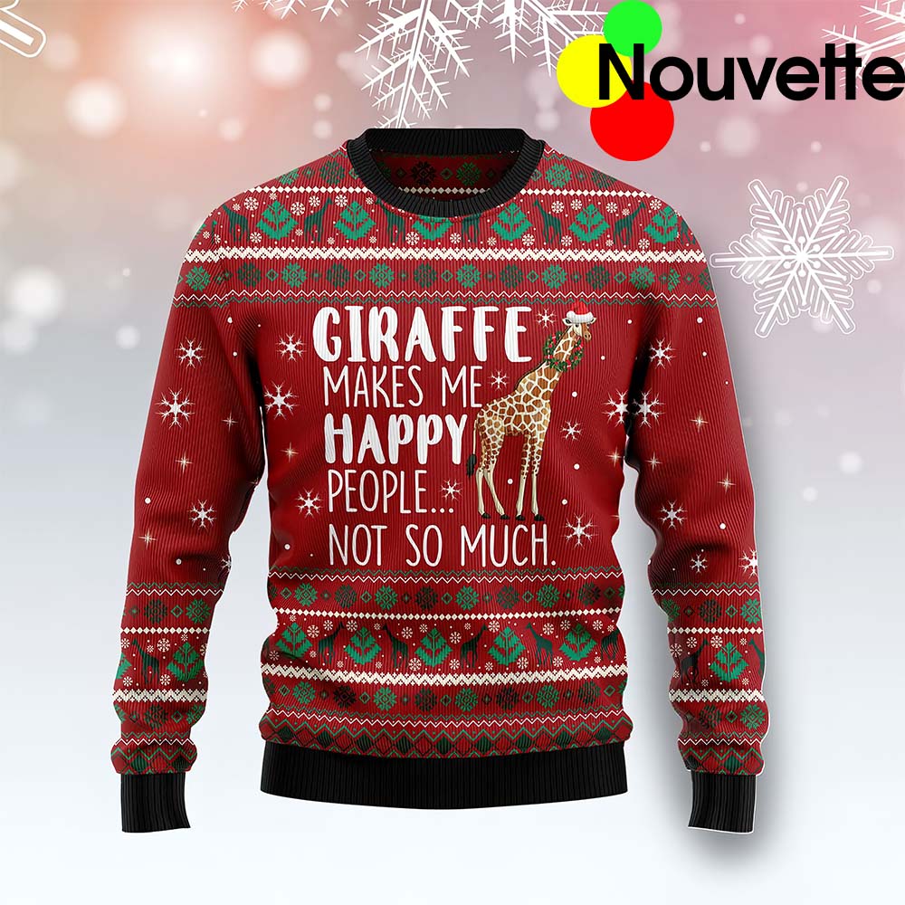 Giraffe Makes Me Happy People Not So Much Christmas Sweater Giraffe Makes Me Happy People Not So Much Christmas Sweater