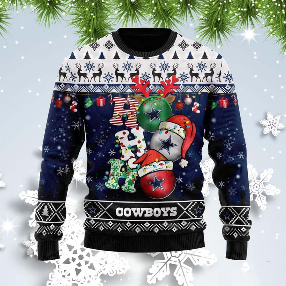 Ho Ho Ho Cowboy Ugly Christmas Sweater Ho Ho Ho Cowboy Ugly Christmas Sweater