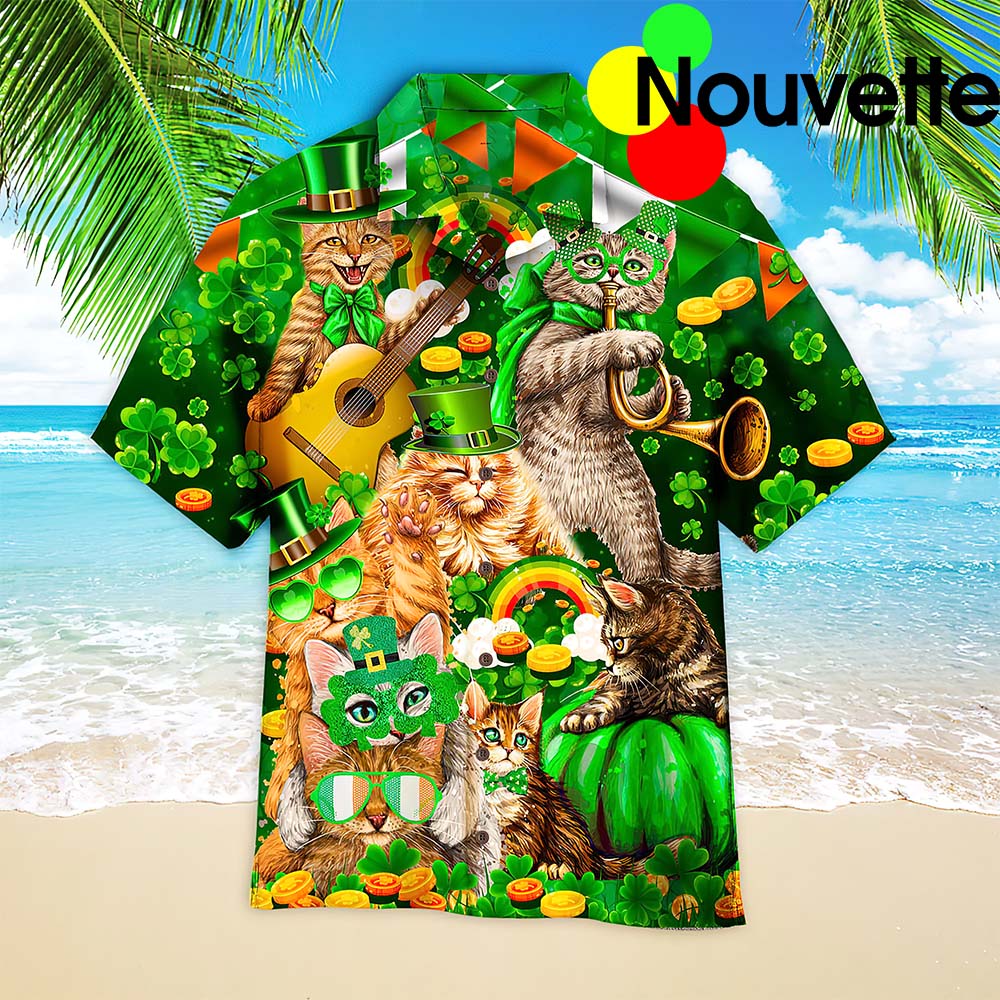 Cats Saint Patrick’S Day Aloha Hawaiian Shirt Cats Saint Patrick’S Day Aloha Hawaiian Shirt