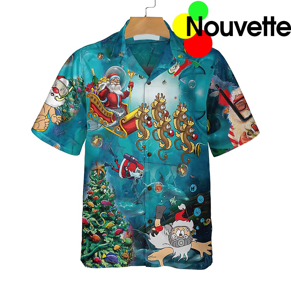 Scuba Diving Santa Claus Christmas Undersea Hawaiian Shirt