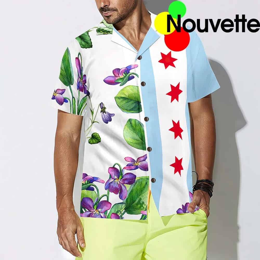 Chicago Flag Viola Sororia Hawaiian Shirt Chicago Flag Viola Sororia Hawaiian Shirt