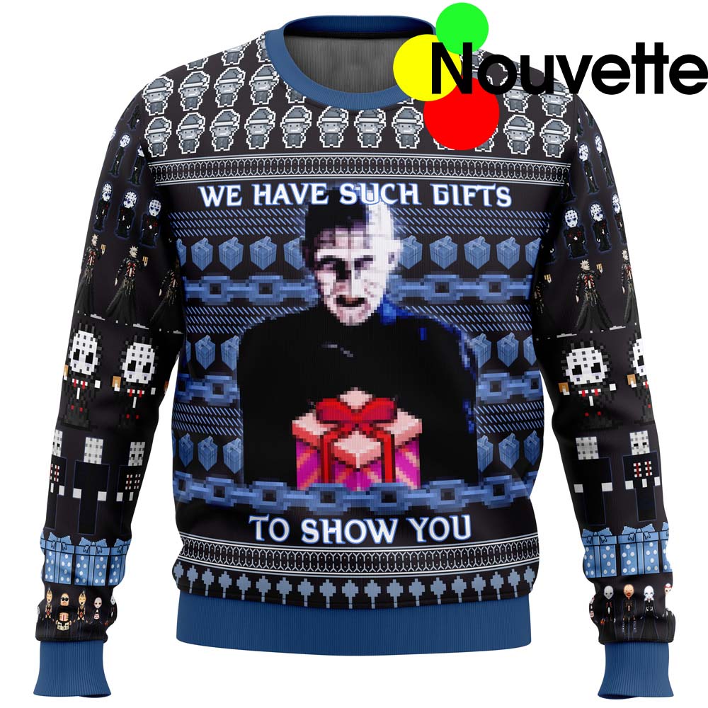 Pinhead Hellraiser We Have Such Gifts To Show You Christmas Sweater Pinhead Hellraiser We Have Such Gifts To Show You Christmas Sweater