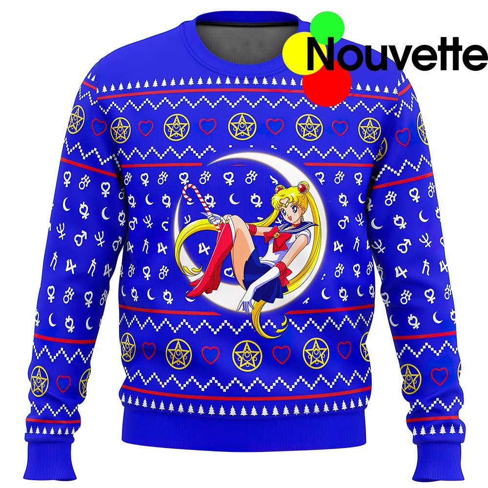 Sailor Moon Sitting On Moon Ugly Christmas Sweater Sailor Moon Sitting On Moon Ugly Christmas Sweater