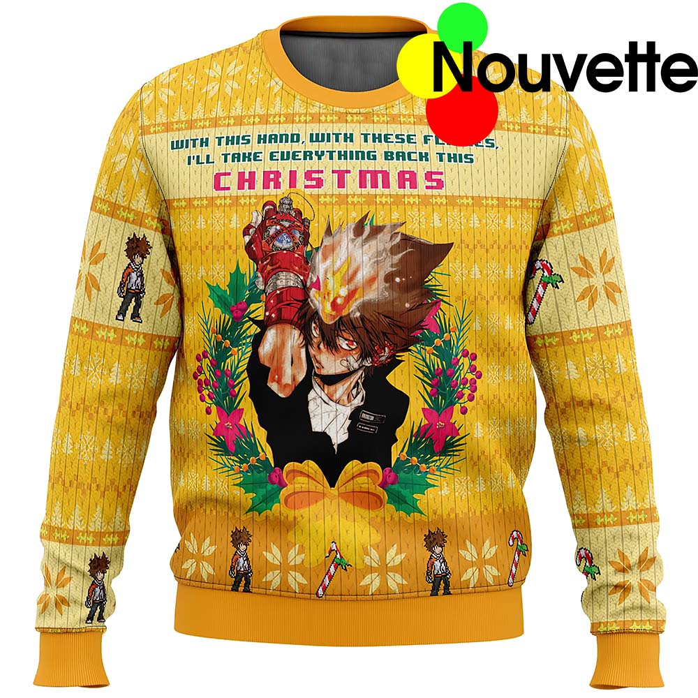 With This Hand With These Flames Katekyo Hitman Reborn Ugly Christmas Sweater With This Hand With These Flames Katekyo Hitman Reborn Ugly Christmas Sweater