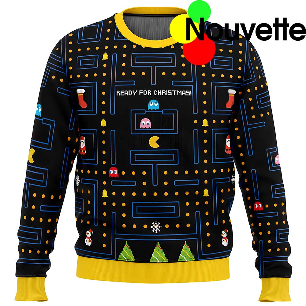 Pac Man Ready For Christmas Sweater Pac Man Ready For Christmas Sweater
