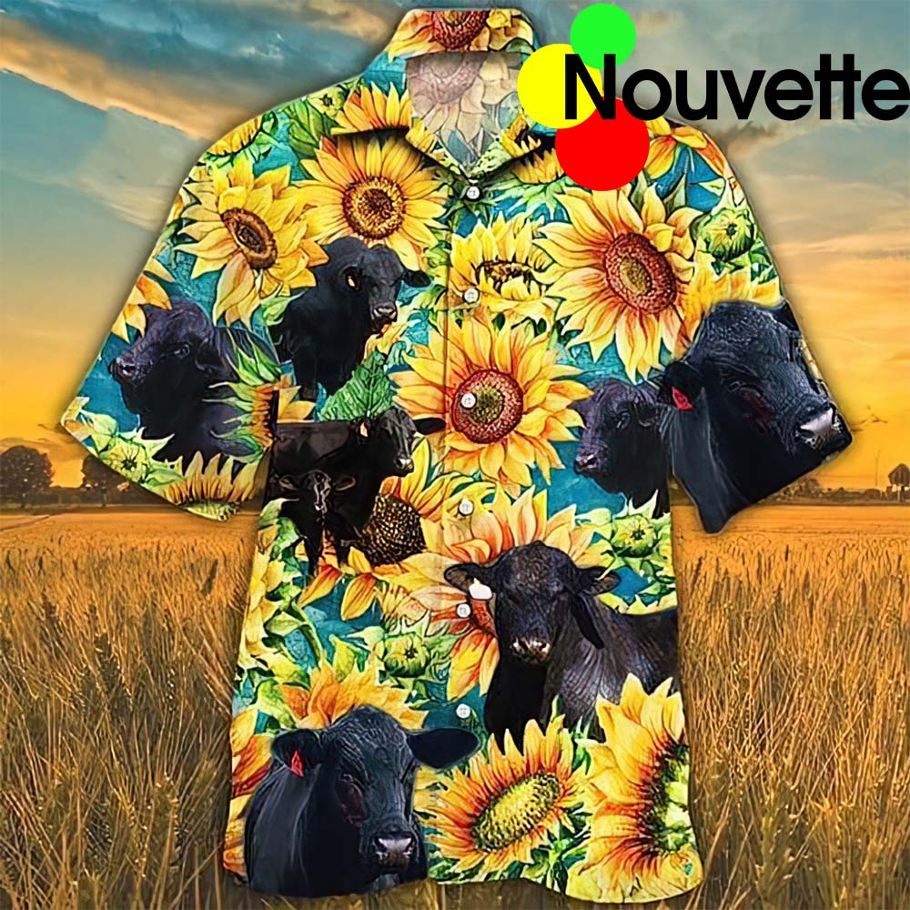 Brangus Cattle Sunflower Hawaiian Shirt