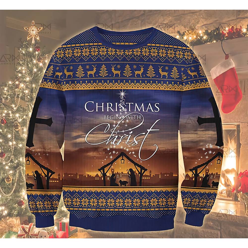 Christmas Begin With Christ Sweater Christmas Begin With Christ Sweater