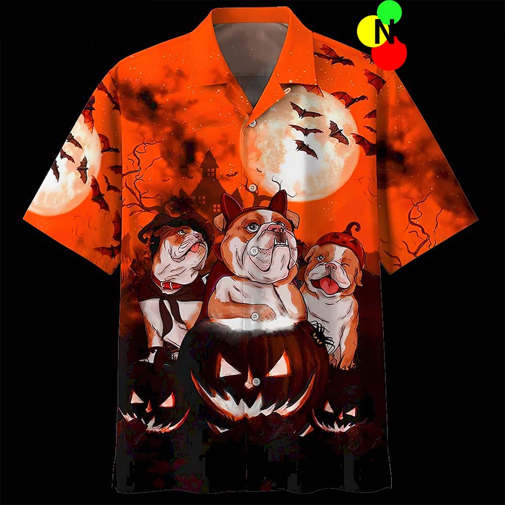 Bull Dog Halloween Hawaiian Shirt Bull Dog Halloween Hawaiian Shirt