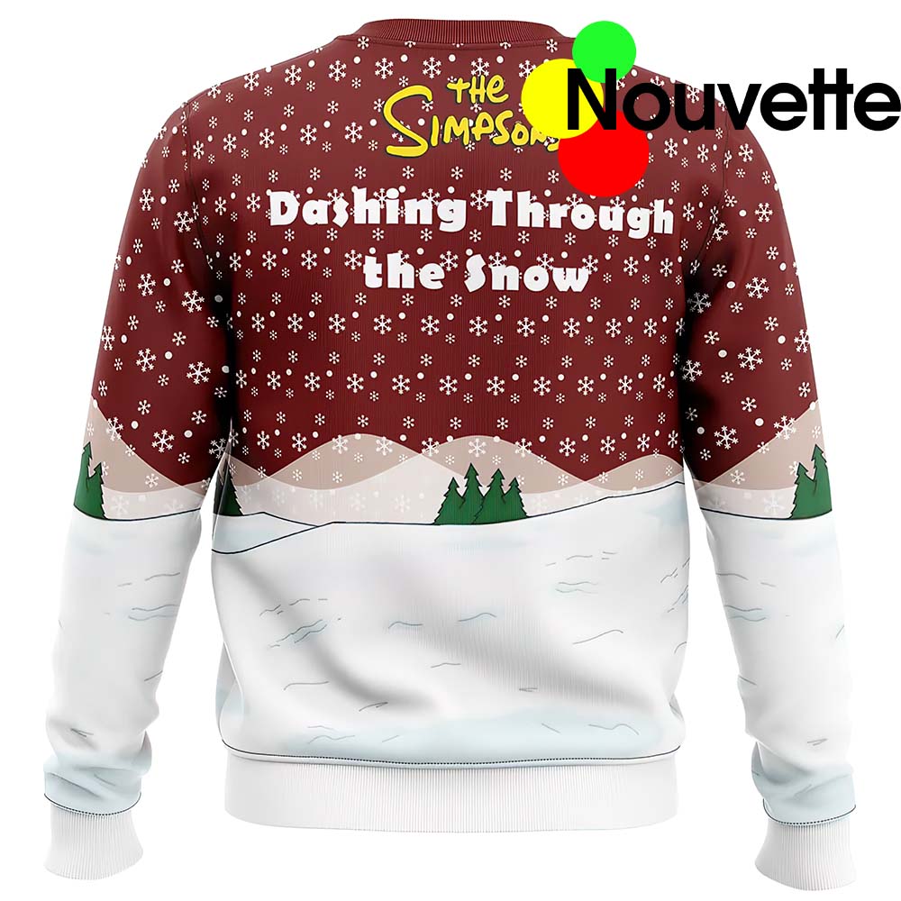 Dashing Through The Snow The Simpsons Ugly Christmas Sweater Dashing Through The Snow The Simpsons Ugly Christmas Sweater
