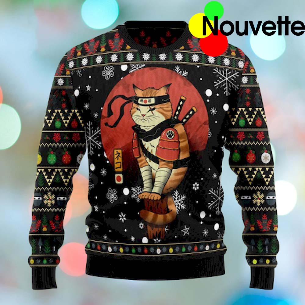 Cat Ninja Ugly Christmas Sweater Cat Ninja Ugly Christmas Sweater