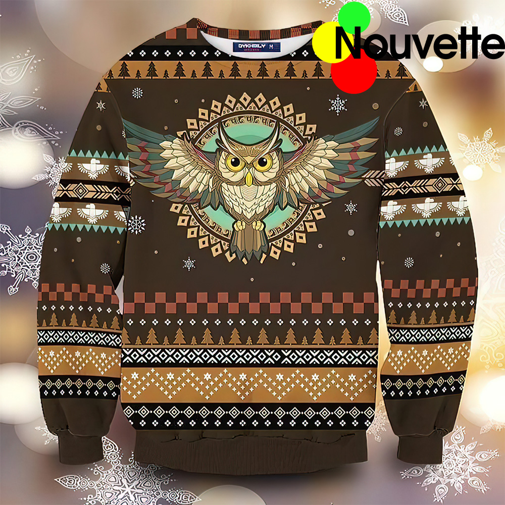 Native Owl Ugly Christmas Sweater Native Owl Ugly Christmas Sweater