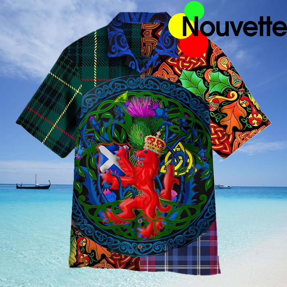 Scotland Rampant Lion With Thistle St Hawaiian Shirt Scotland Rampant Lion With Thistle St Hawaiian Shirt