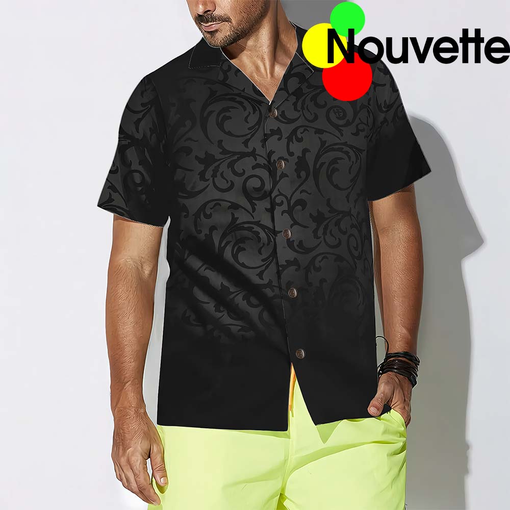 Black And Grey Seamless Floral Goth Hawaiian Shirt Black And Grey Seamless Floral Goth Hawaiian Shirt